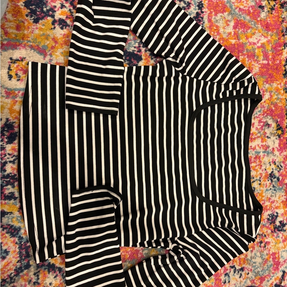 Black and White Striped Women's Top
